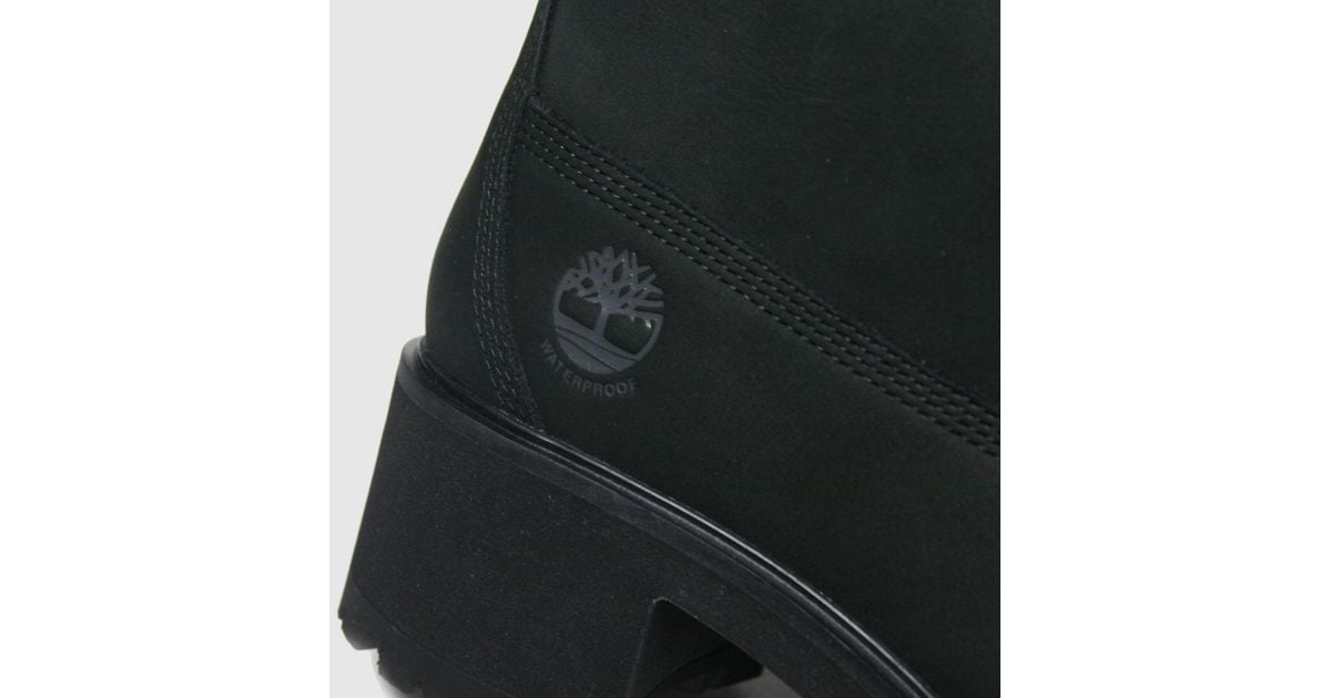 timberland black 6 inch kinsley snake heel boots