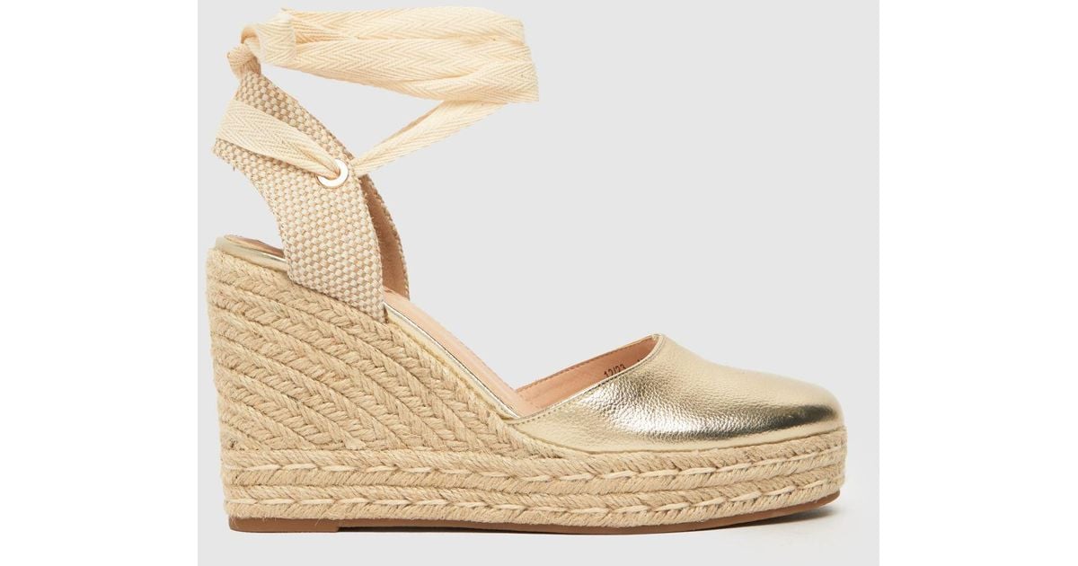 schuh Venus Ankle Tie Wedge in Metallic Lyst UK
