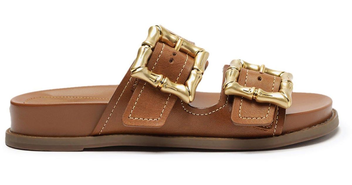 SCHUTZ SHOES Enola Sporty Leather Sandal in Brown Lyst