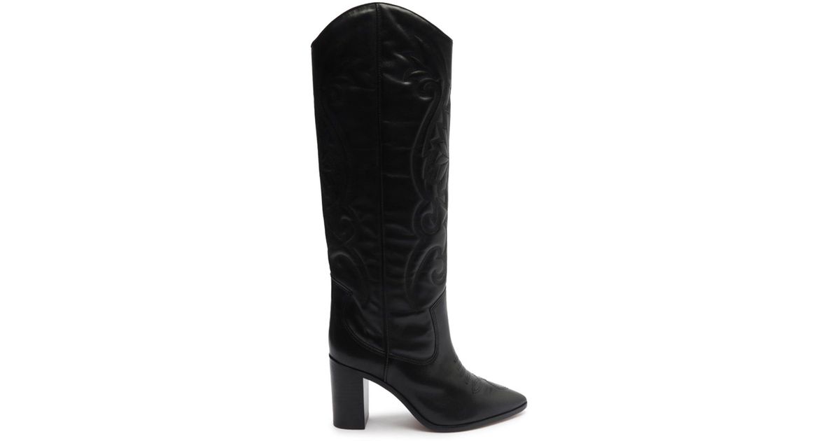 SCHUTZ SHOES Leather Maryana Block West Boot in Black | Lyst