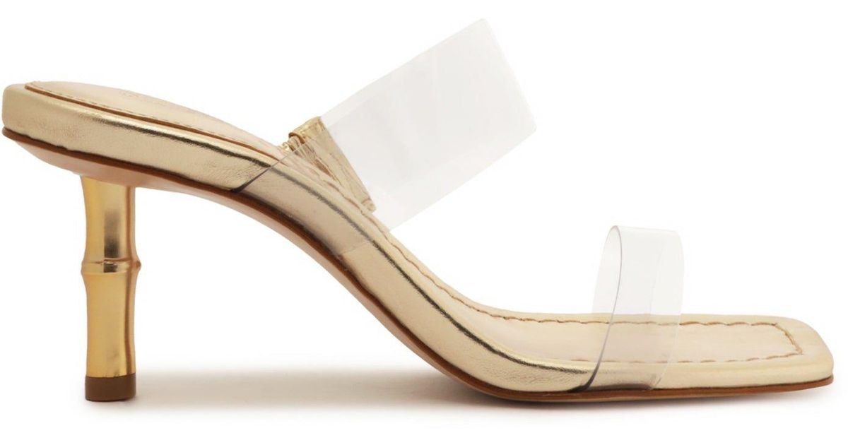SCHUTZ SHOES Ariella Bamboo Leather Sandal in White | Lyst