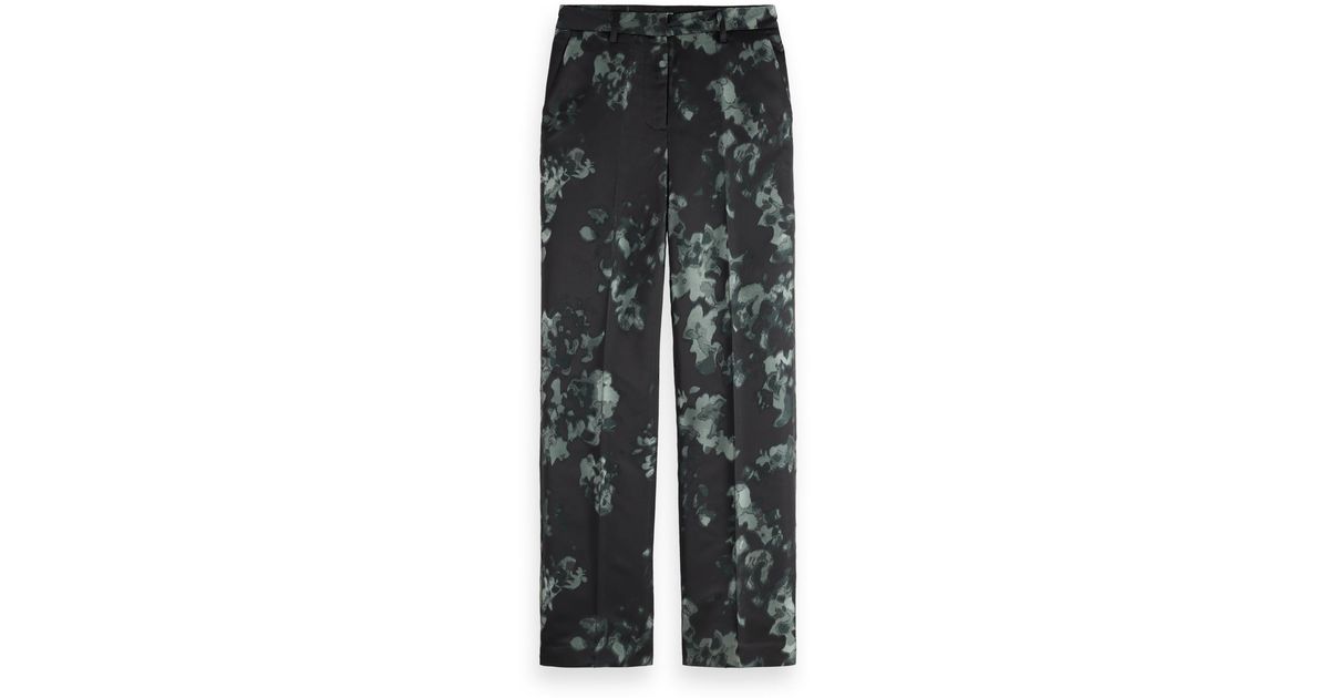 Scotch & Soda Ripple Floral Jacquard Straight Leg Pants in Gray | Lyst