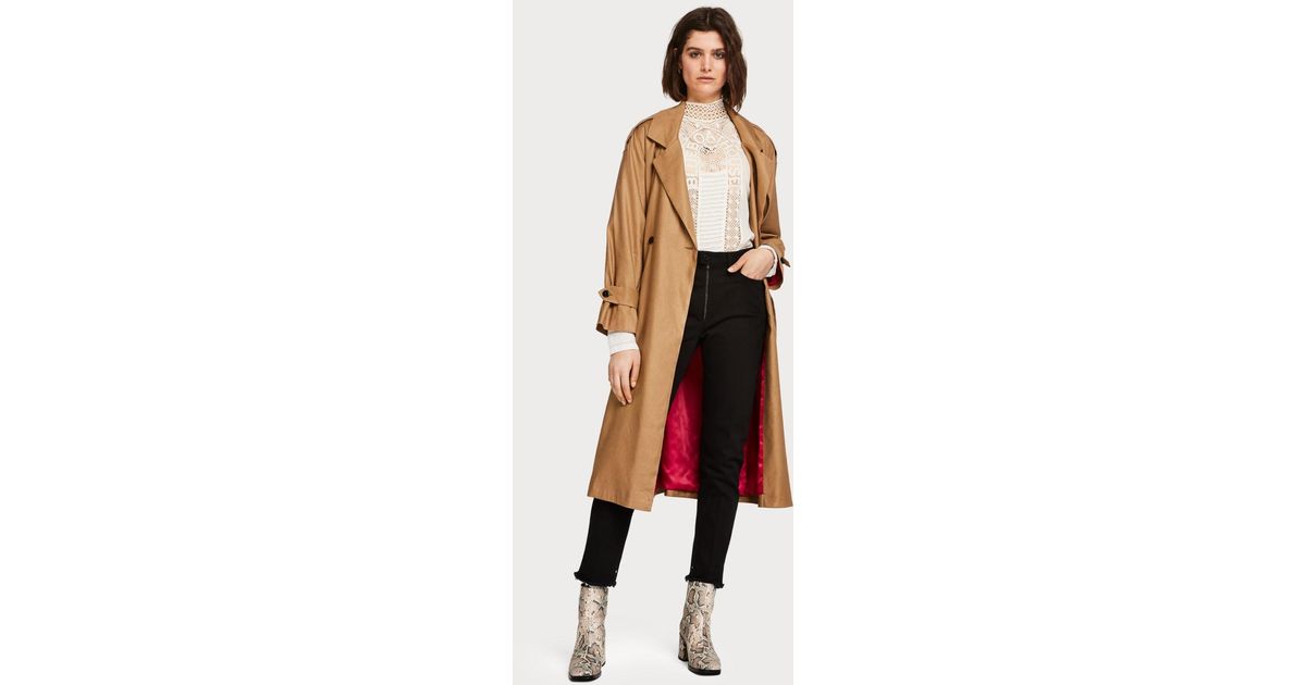 Scotch & Soda Linen Longline Trench Coat in Sand (Natural) - Lyst