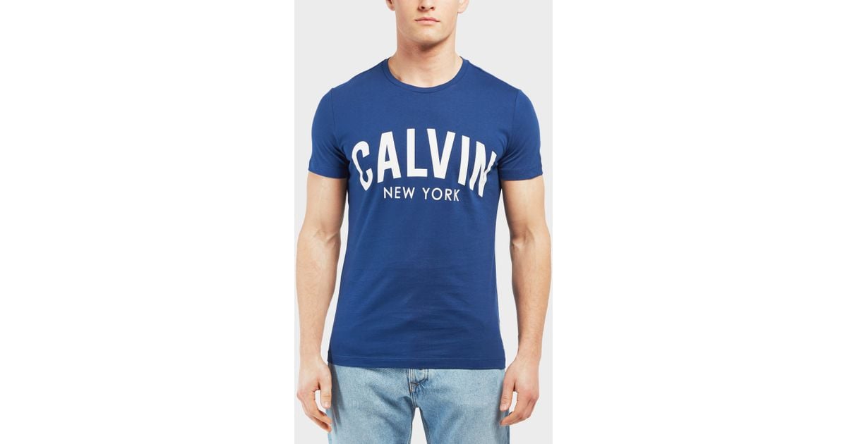 Short Men Klein York Blue New Sleeve T Shirt For Calvin K1JTc3lF