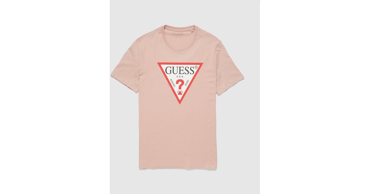 Guess Core Tri Logo Short Sleeve T-shirt in Pink for Men | Lyst