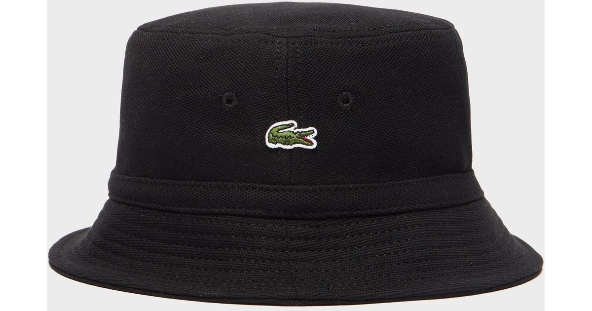 Lacoste Pique Bucket Hat in Black for 