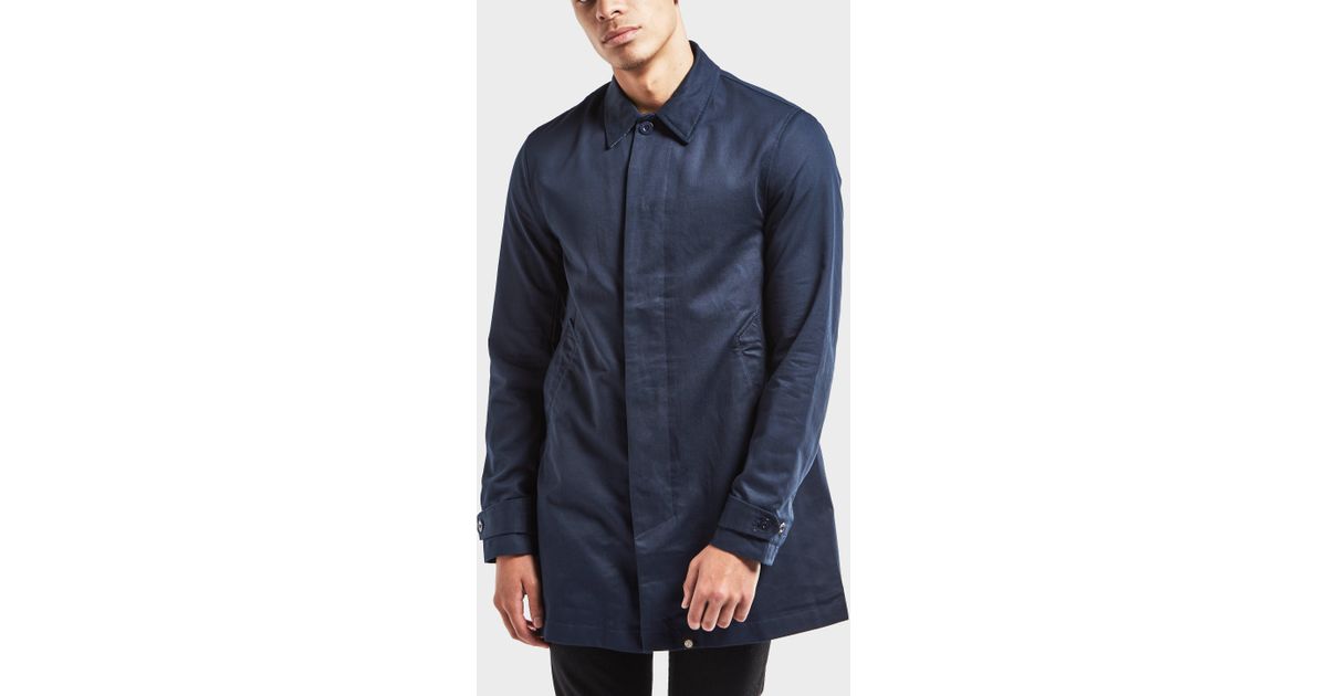 Pretty Green Mayfair Trench Coat In Navy At Aphrodite1994