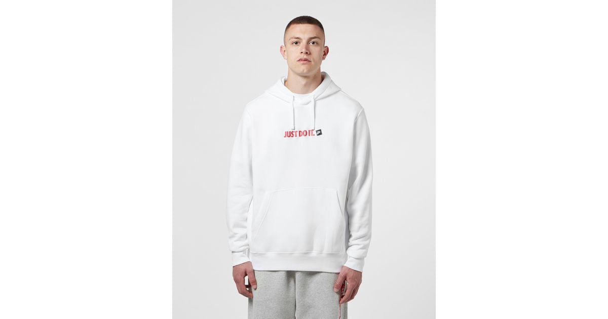Nike Just Do It Box Logo Overhead Hoodie in White for Men - Lyst
