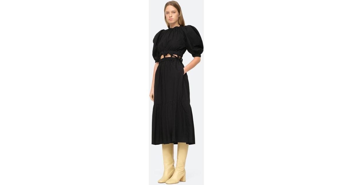 Sea Cotton Sloane Cutout Dress in Black | Lyst