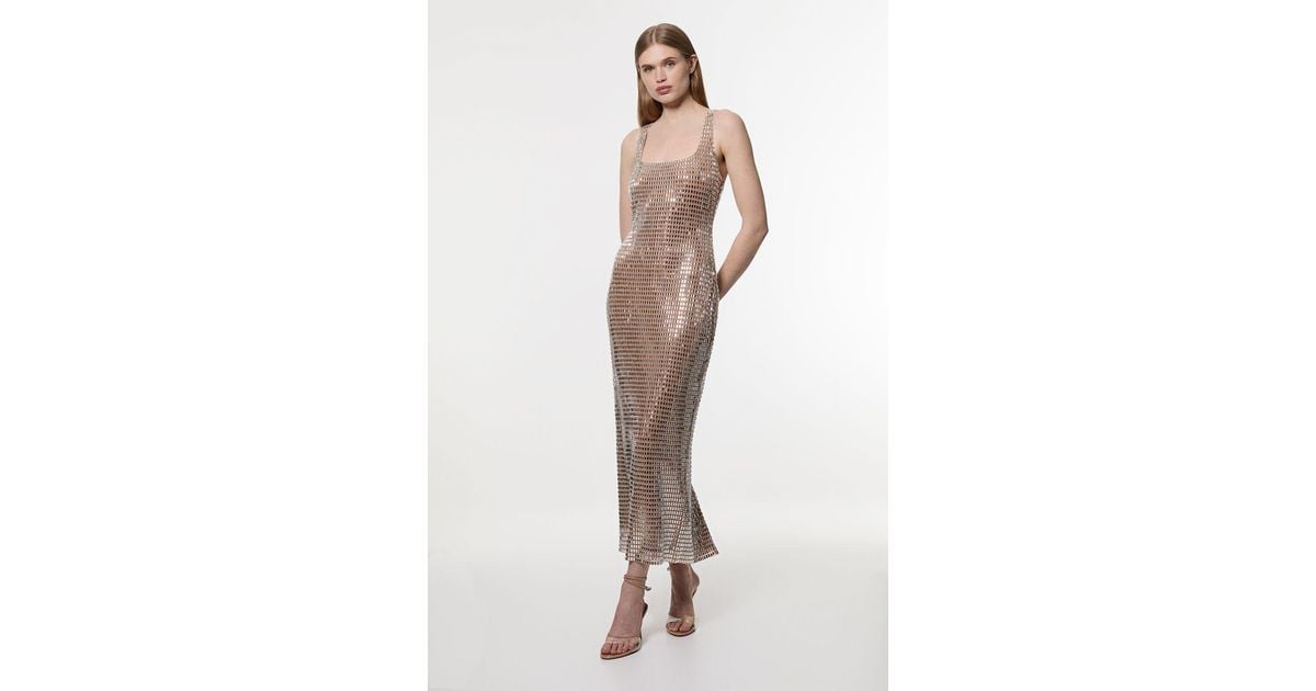 premium crystal embellished jersey midi dress Premium Crystal Embellished Jersey Midi Dress Newin.Style