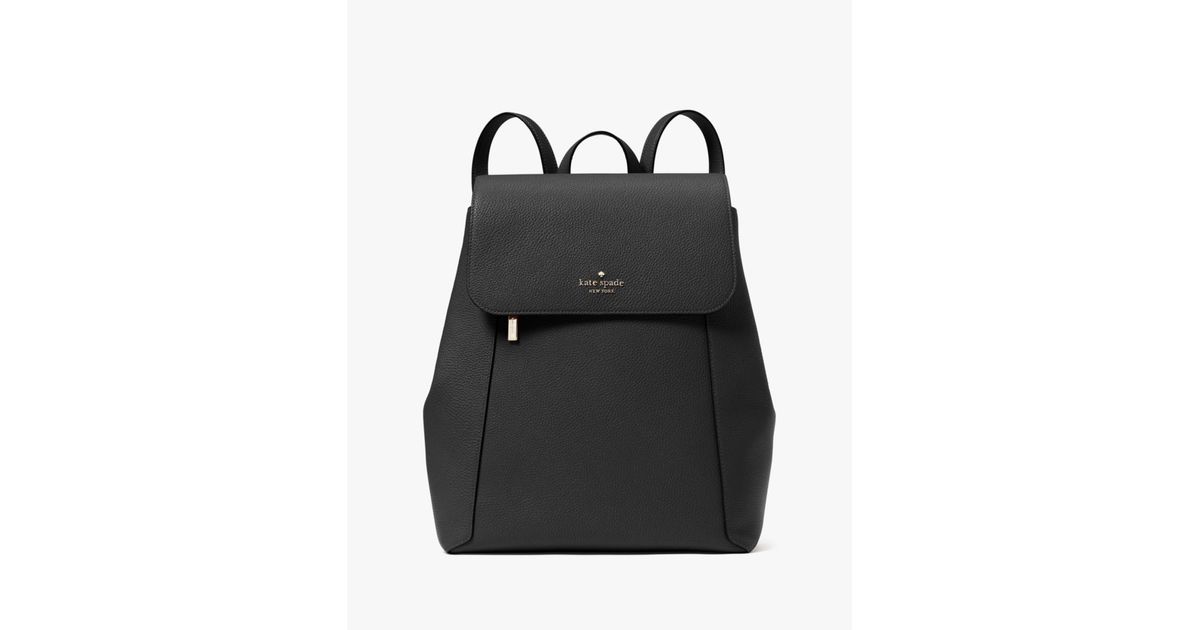 ♠️Kate Spade Lena Pebbled Leather Large Flap Backpack, Black NEW NWT Kate Spade Medium Flap Leather Backpack in Black Pebbled  main image 2