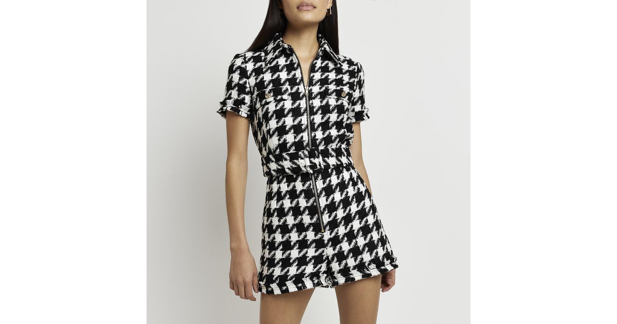 River island black and white playsuit hotsell