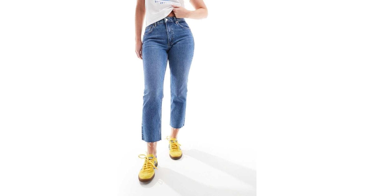 Topshop Hourglass Mid Rise Straight Cropped Jean With Raw Hems in