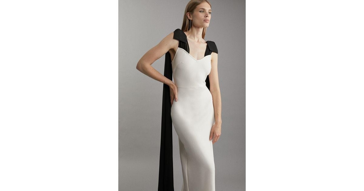 sachin and babi light blue dress Black KarenMillen Plus Size Viscose Blend Maxi Knit Dress With Chiffon  Sleeve Military Trim main image 0