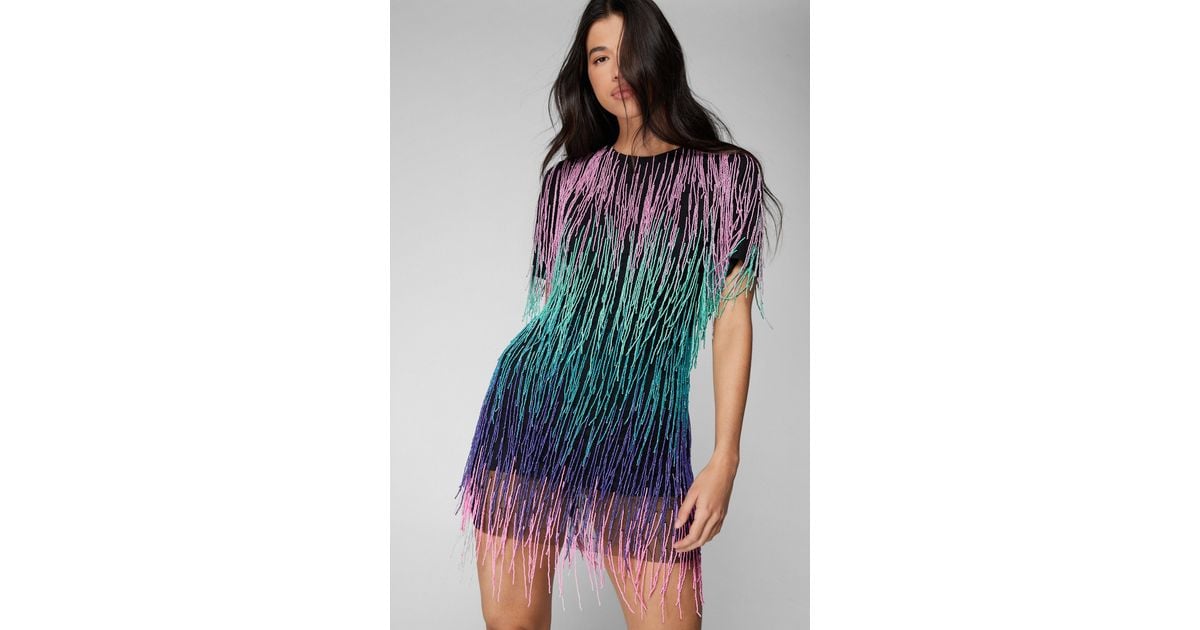 Nasty Gal Tassel Beaded Shift Dress Lyst UK