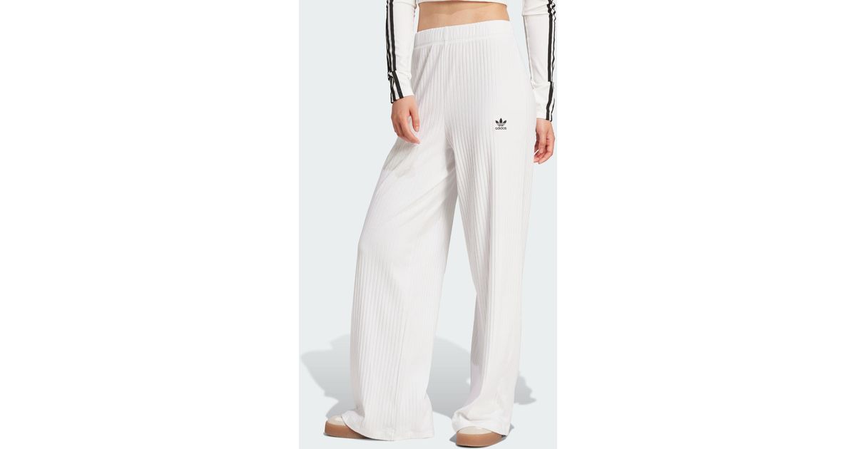 adidas Originals Essentials Wide Rib Pants in White | Lyst UK