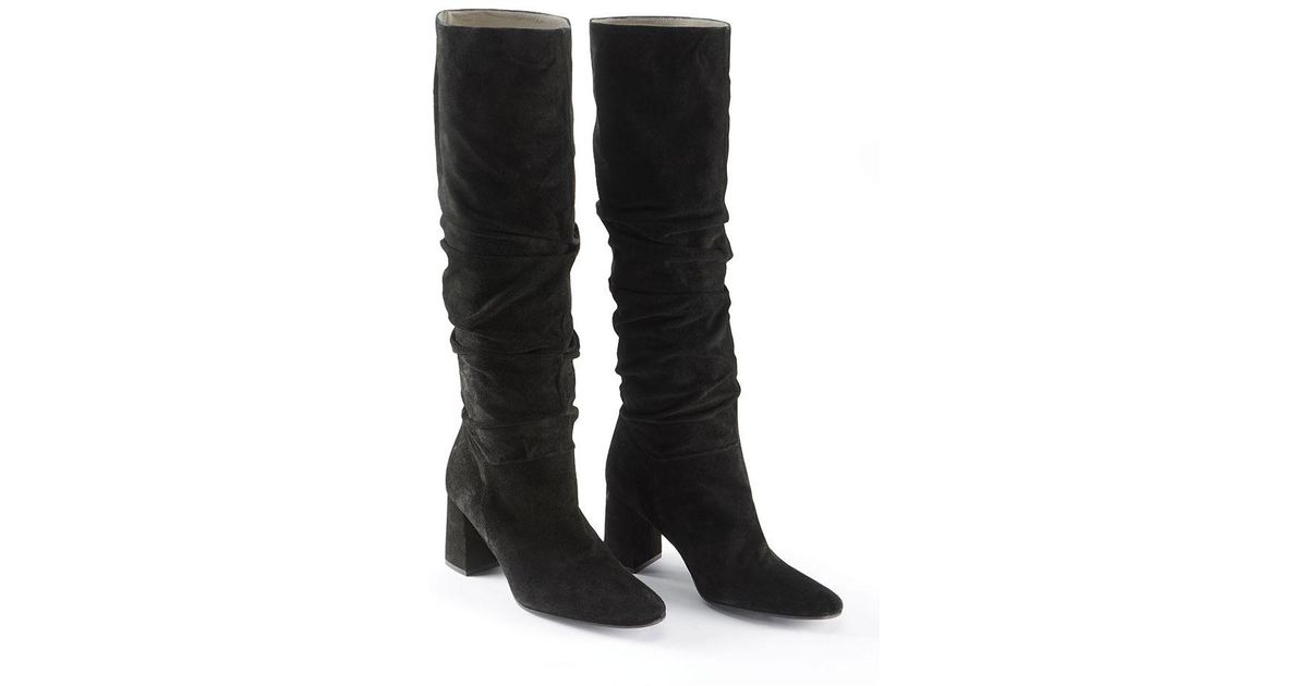 Sosandar Black Suede Pull On Knee High Boot Leather Lyst UK
