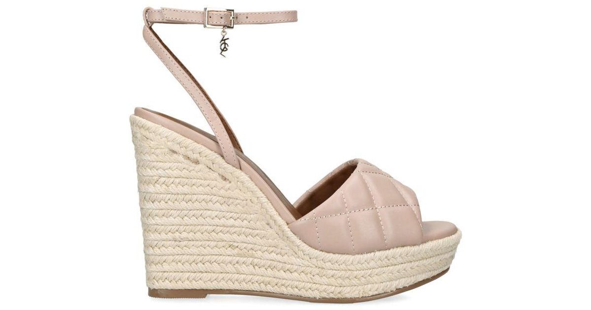 Kurt Geiger Leather Kgl Brixton Wedge Heels Leather in Natural | Lyst UK