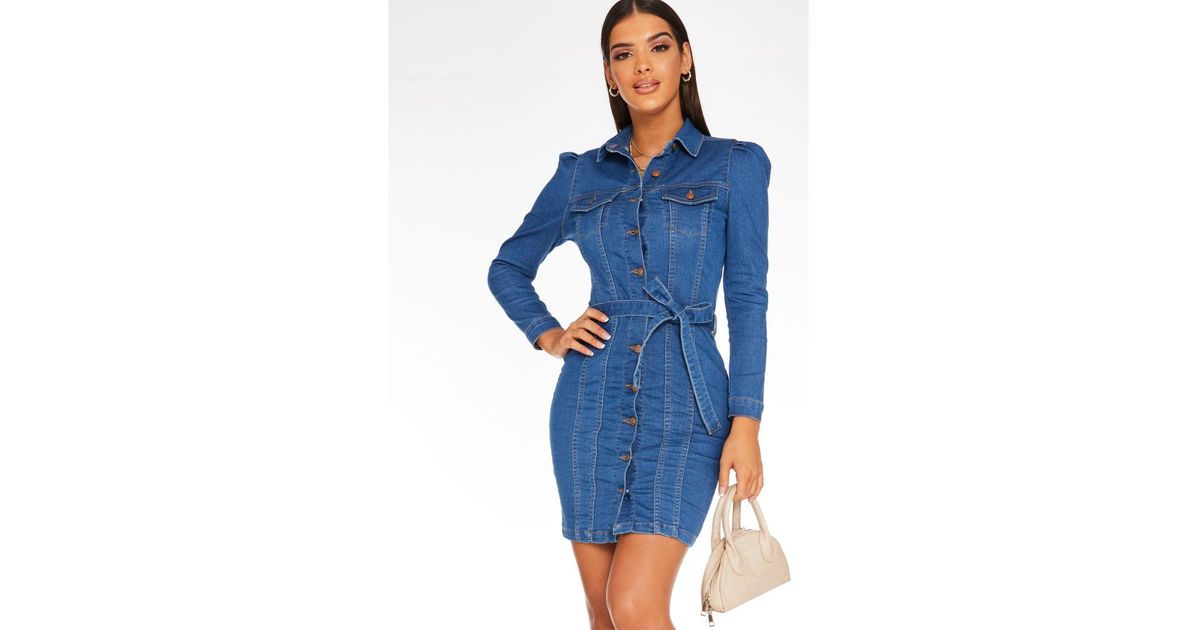 Quiz Blue Denim Button Dress