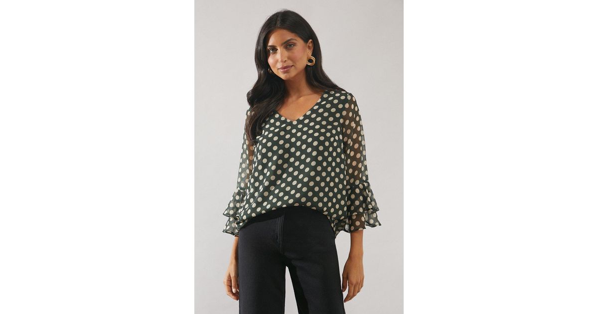 wallis polka dot top