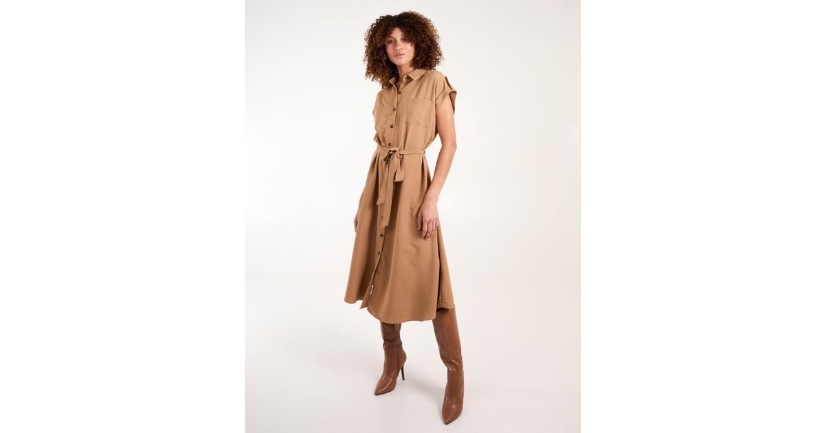 Blue Vanilla Tan Button Down Dress Blue Vanilla Khaki Button Front