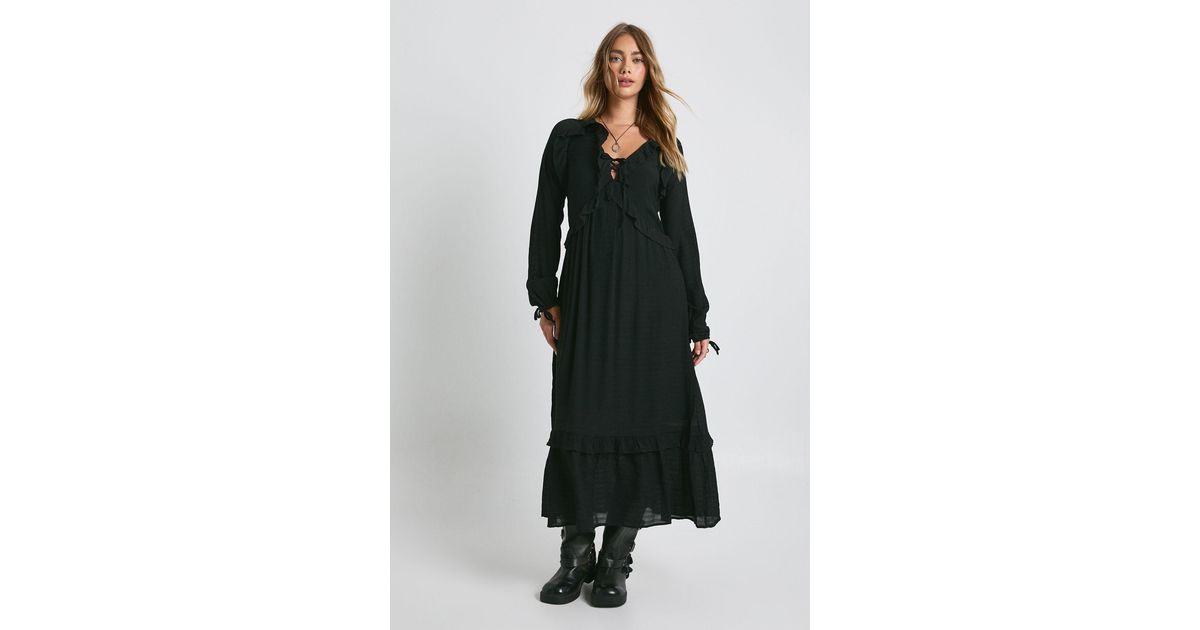 Boohoo Black Long Sleeve Maxi Dress Maxi Dress Long Sleeve Plunge Bodycon Dress Lace Maxi Boohoo