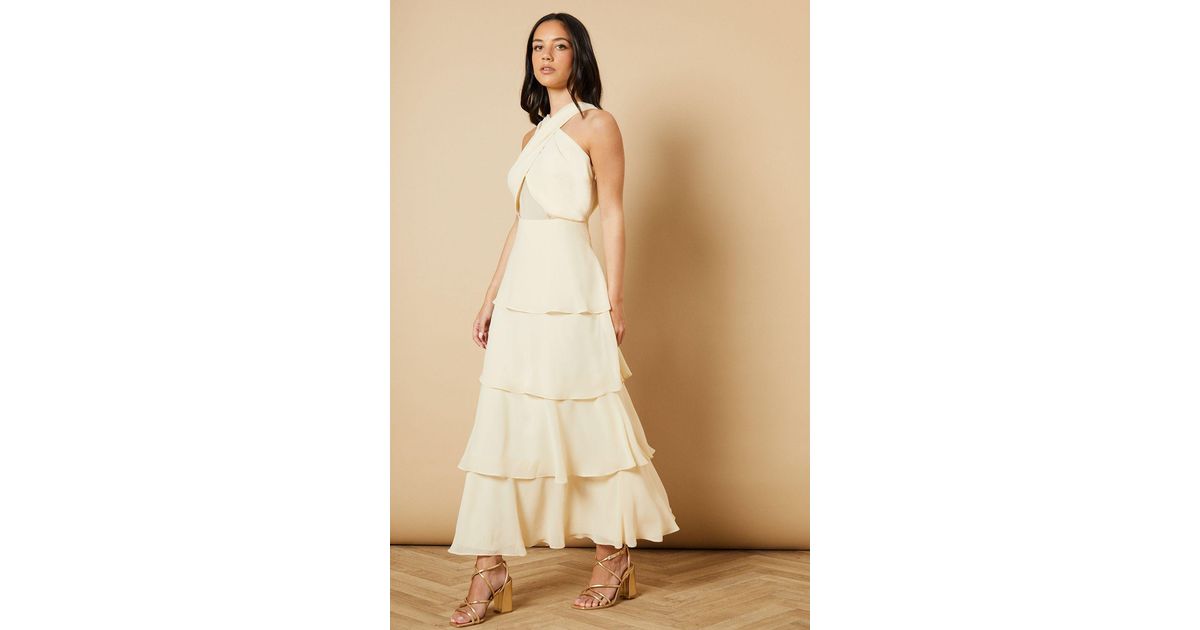 sachin and babi light blue dress Halter White Tiered Chiffon Maxi Dress White / US 4 main image 1