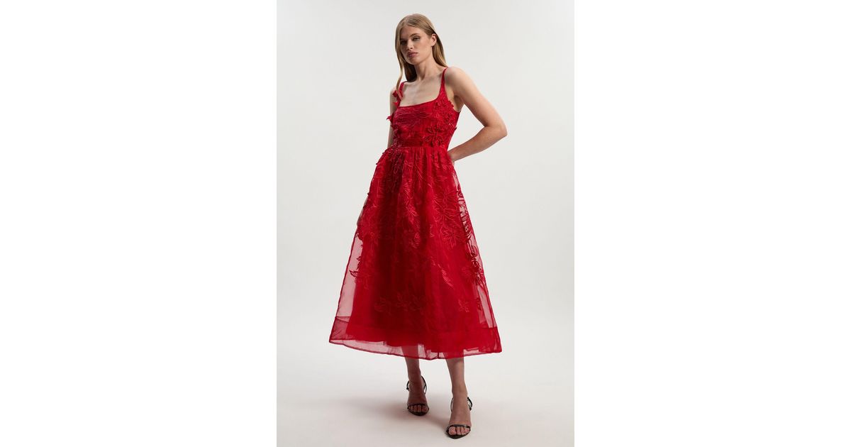 Karen Millen Archive Embroidered Applique Organdie Woven Prom Dress | Lyst  UK