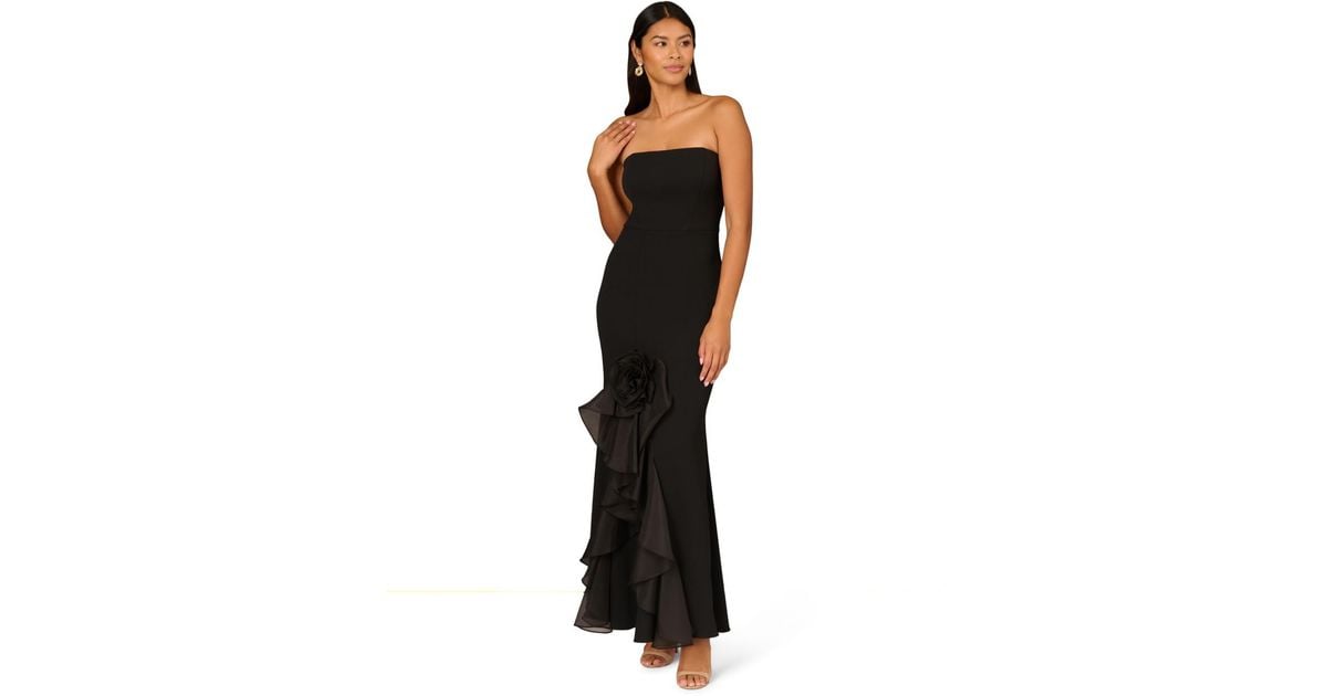 Adrianna Papell Stretch Crepe Mermaid Gown in Black | Lyst UK