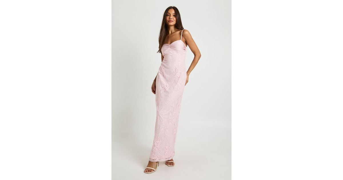 Boohoo Lace Mix Slip Dress in Pink | Lyst UK