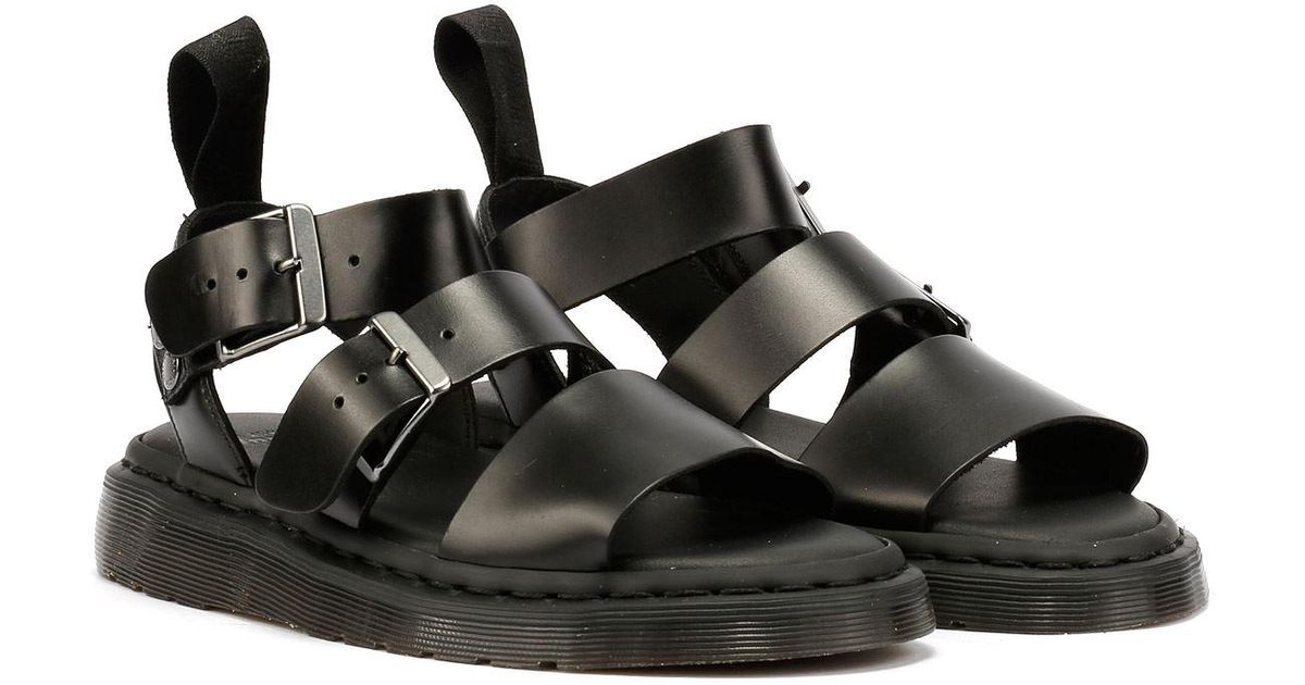 Martens Gryphon Brando Leather Sandals in Black Lyst UK