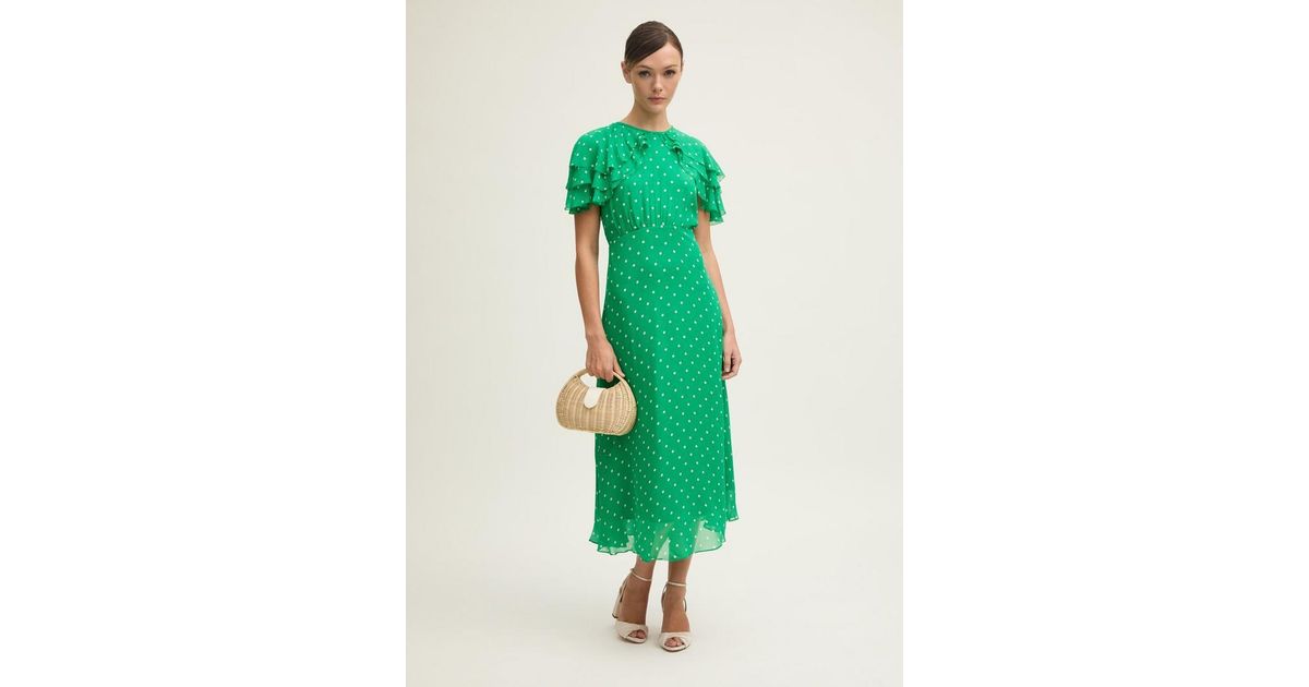 lk bennett green polka dot dress L.K.Bennett Mortimer Silk Polka Dot Tea Dress, Green