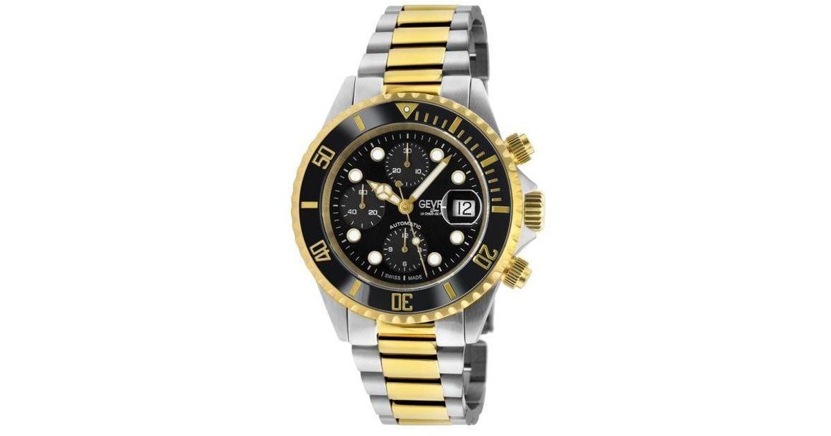 Gevril Wall Street Swiss Automatic Chronograph Sellita Sw500 Black Dial