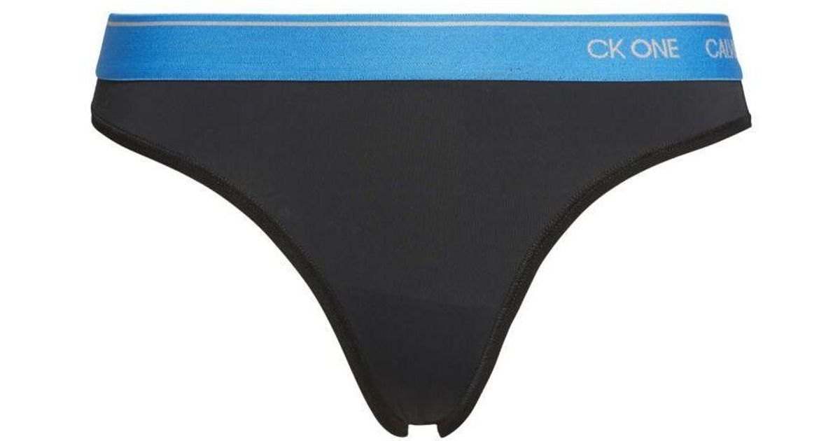 Calvin Klein 000qf5743e Ck One Cotton Thong Nylon in Black