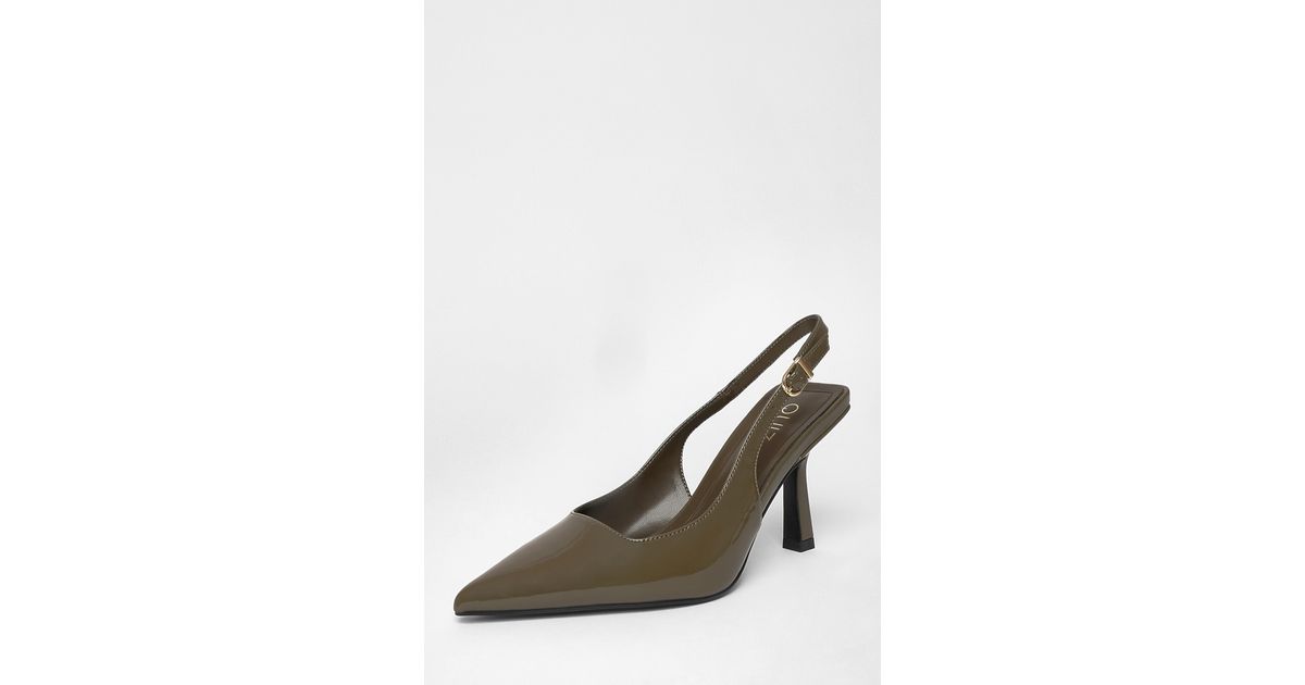 Quiz Patent Sling Back Court Heels in Green | Lyst UK