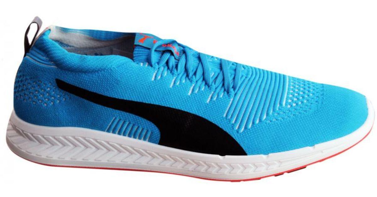 PUMA Ignite Proknit Trainers Lace Up Running Shoes Blue Black