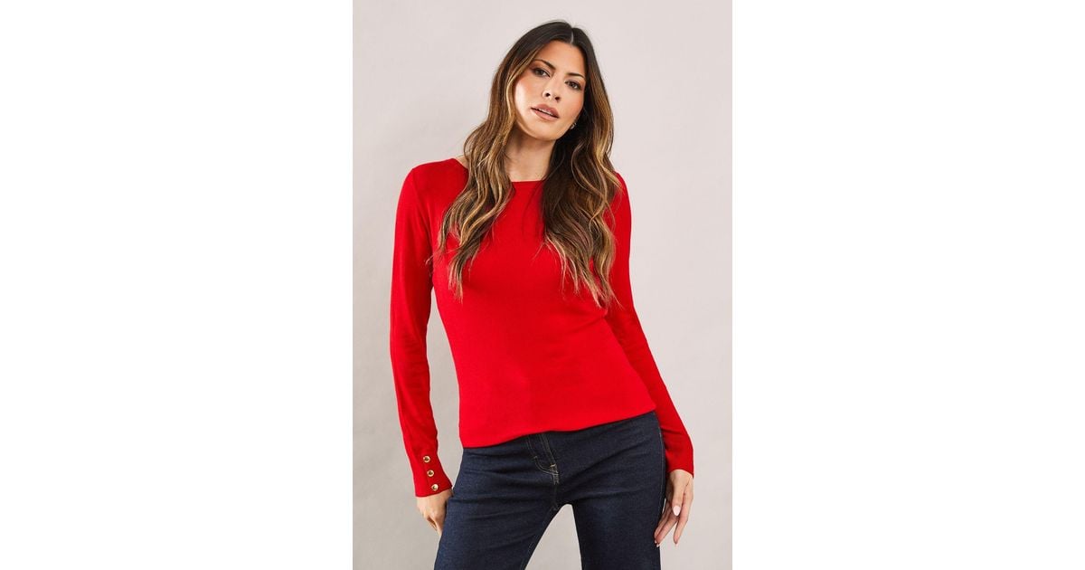Red slash neck jumper deals