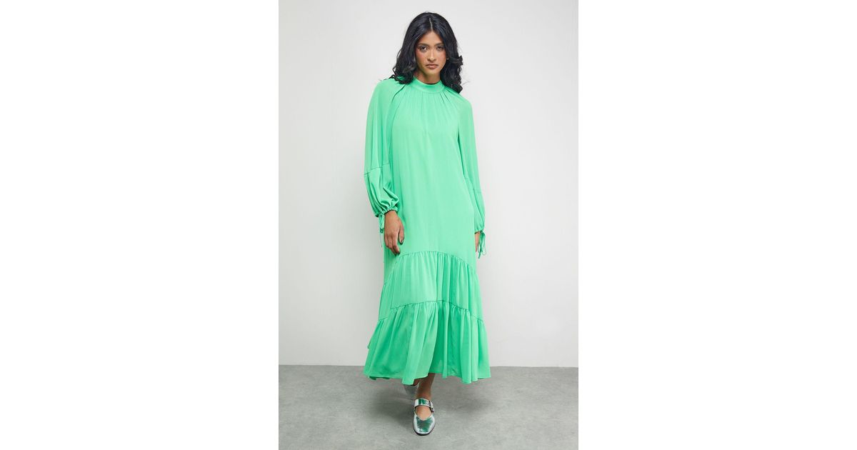 green emerald velvet dress Stella Green Silk Smocked Dress