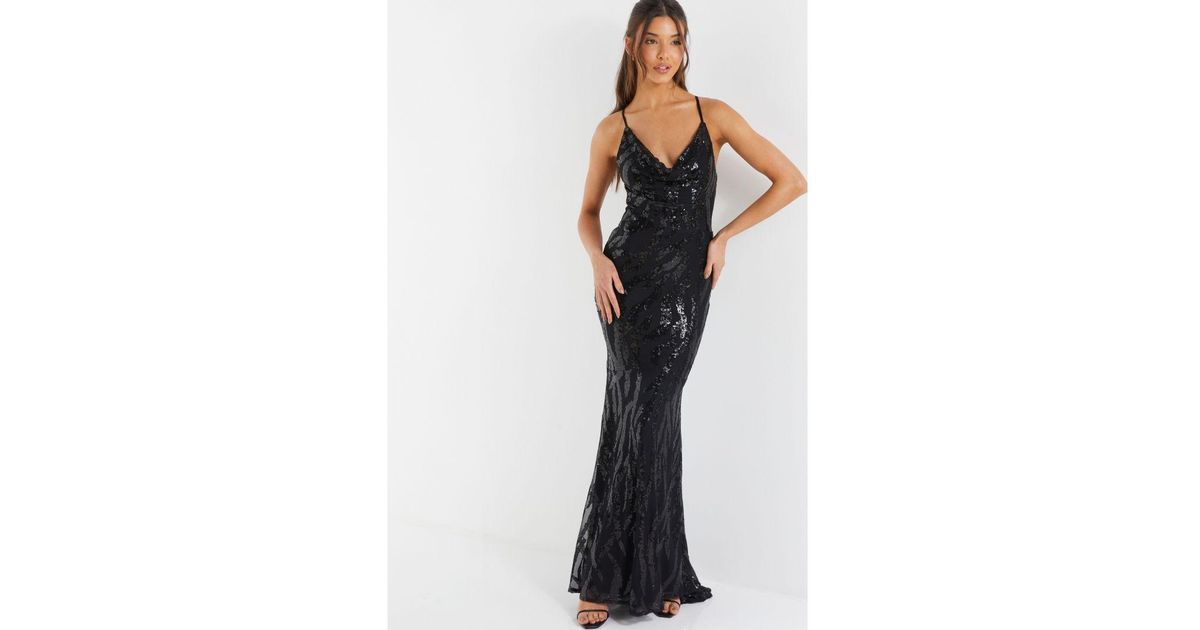 quiz black and gold sequin embellished maxi dress Gold Sequin Quiz Black Embellished Maxi Dress Baltic Born Womens Destiny Sequin  Maxi Dress Black Gold