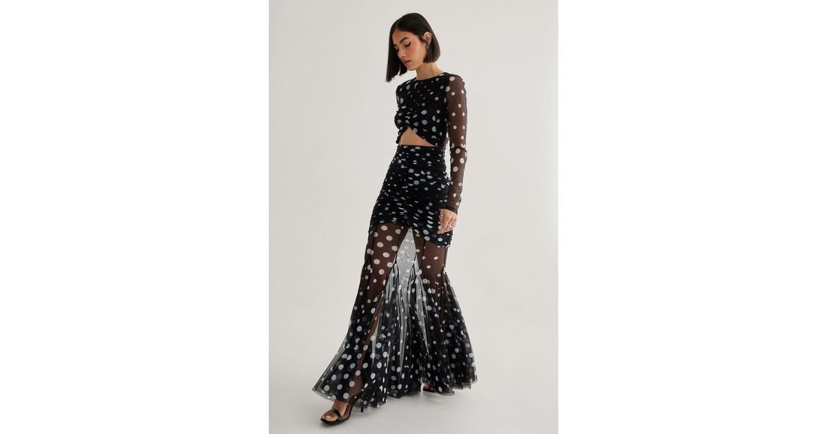 Nasty Gal Polka Dot Mesh Cut Out Maxi Dress in Black Lyst UK