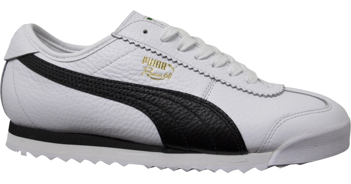 PUMA Roma 68 Vintage Leather Low Lace Up Trainers 370051 02 in Black for Men Lyst UK