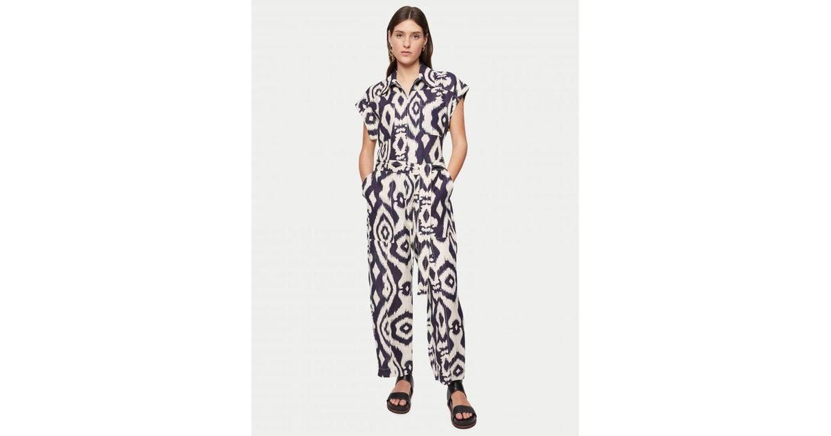 Jigsaw Linen Blend Ikat Jumpsuit in White Lyst UK