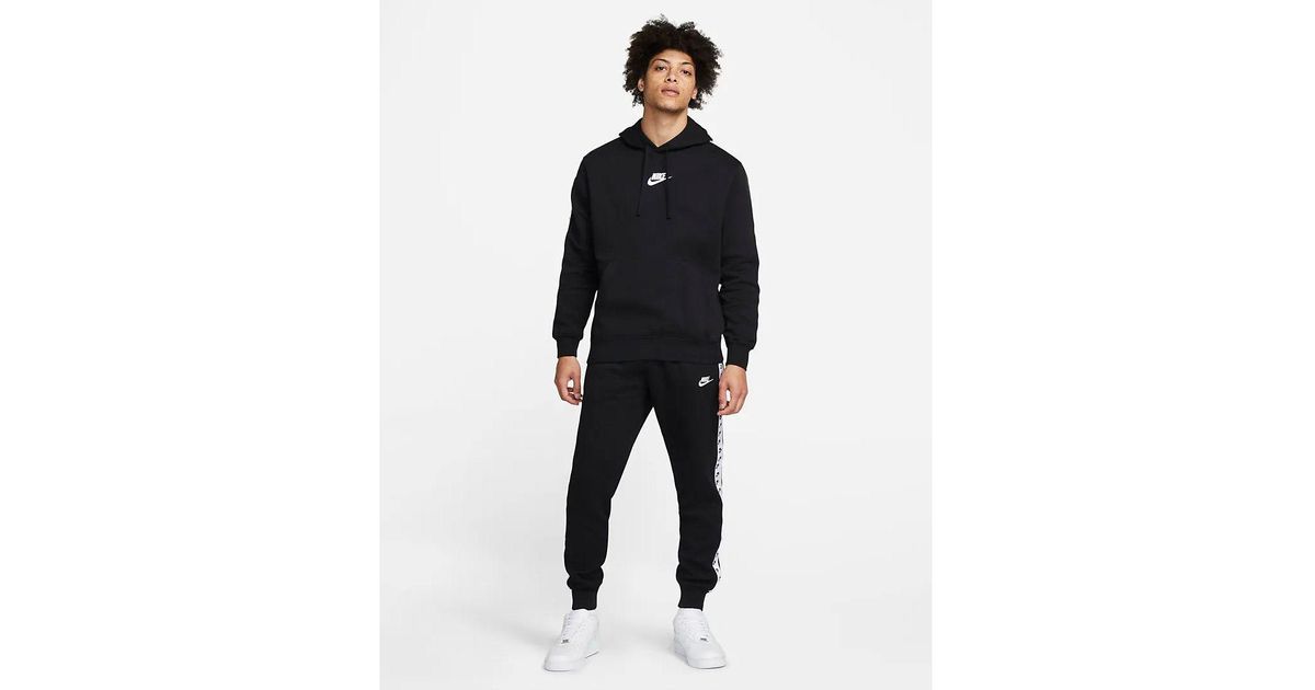 Nike Sportswear Sport Essential Fleece Hooded Tracksuit Black/white Cotton  for Men