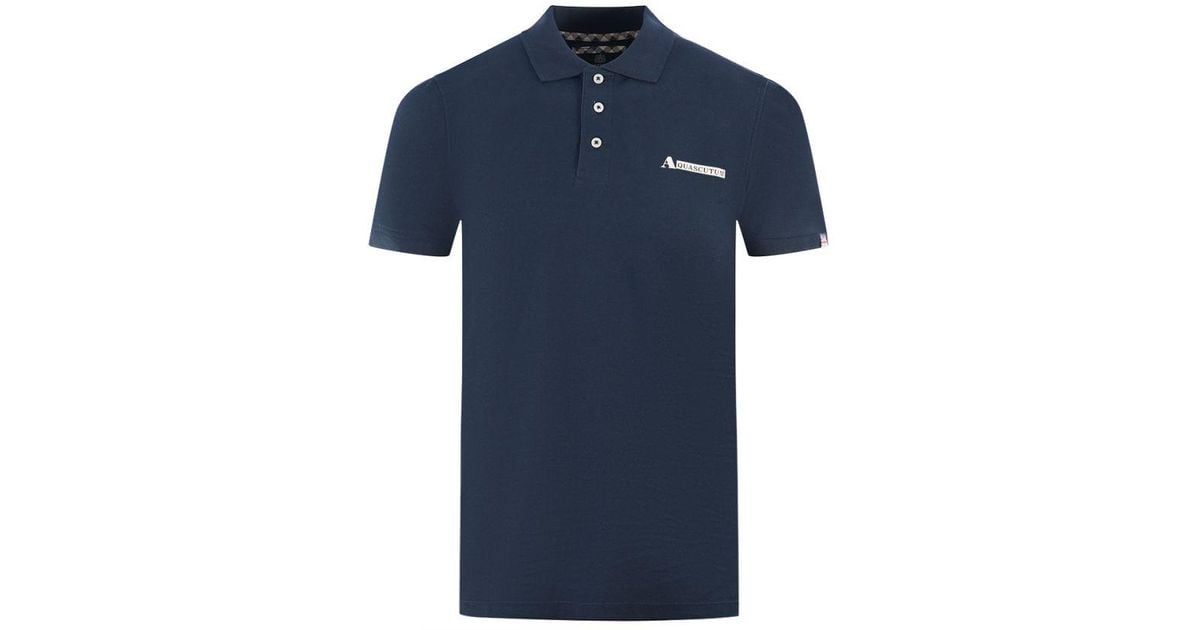 Aquascutum Boxed Logo Marineblaues Poloshirt in Blue for Men Lyst UK