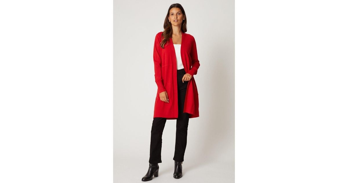 Wallis Longline Seam Cardigan in Red Lyst UK - Main Image
