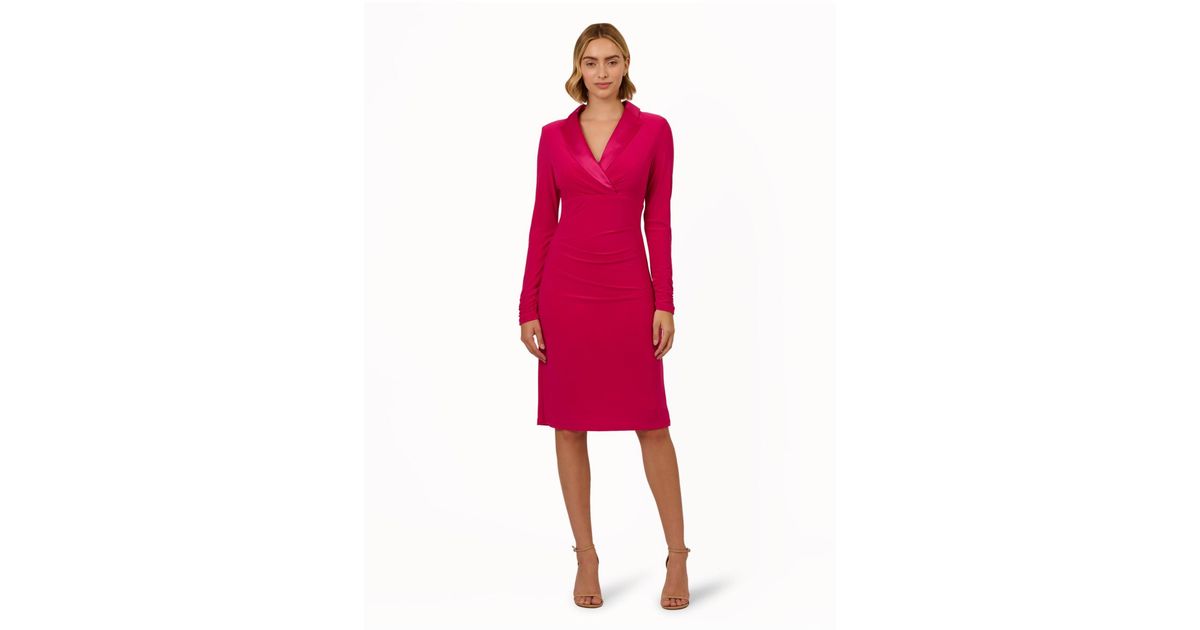 white christmas dresses Long Sleeve Tuxedo Stretch Midi Dress in Midnight main image 1