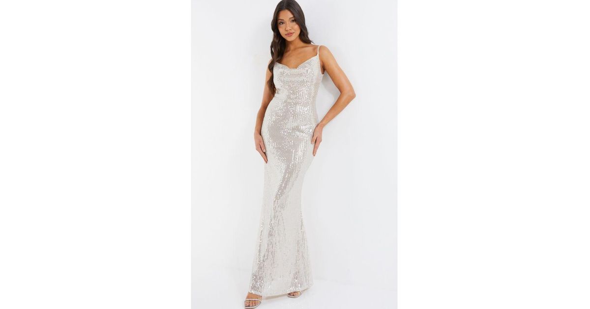 Quiz white sale and silver dress