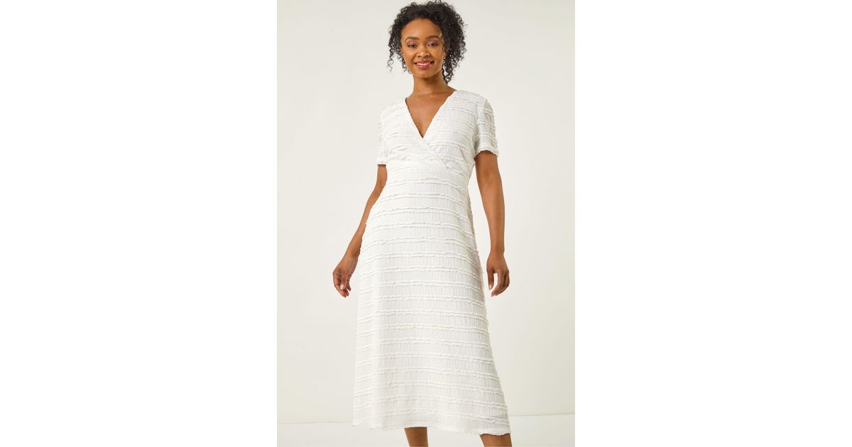 Roman Petite Ruffle Midi Wrap Dress In White Lyst UK roman-petite-ruffle-midi-wrap-dress-in-white-lyst-uk