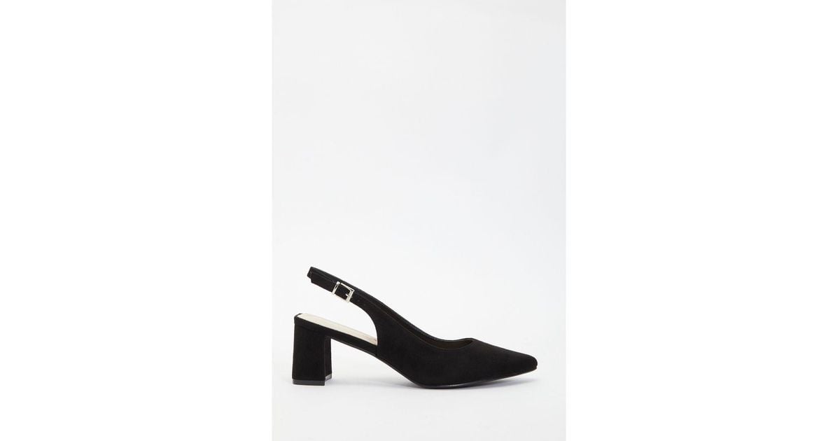 Quiz Wide Fit Black Slingback Block Heels in White Lyst UK
