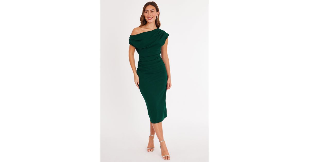 quiz clothing green dress Bottle Drop Shoulder Midi in Hex:REGRN004-#C8DFC0